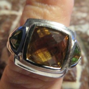 Judith Ripka Sterling Citrine Peridot Ring Size 8